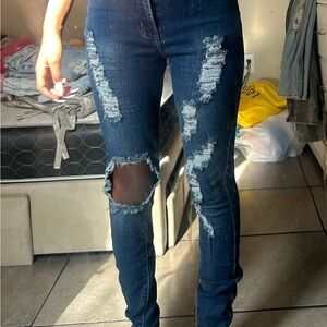 Distressed Blue Jeans for Women